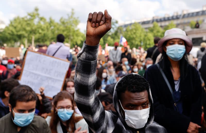 Protest against the death of George Floyd in Minneapolis police custody, in Paris