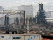 An aerial view shows Kobe Steel's Kobe Works steel plant in Kobe, western Japan, in this photo taken by Kyodo May 25, 2013. Mandatory credit Kyodo/via REUTERS