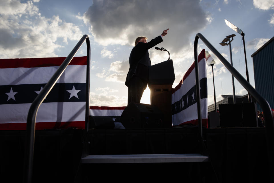 President Donald Trump speaks during a campaign rally, Monday, May 20, 2019, in Montoursville, Pa. (AP Photo/Evan Vucci)