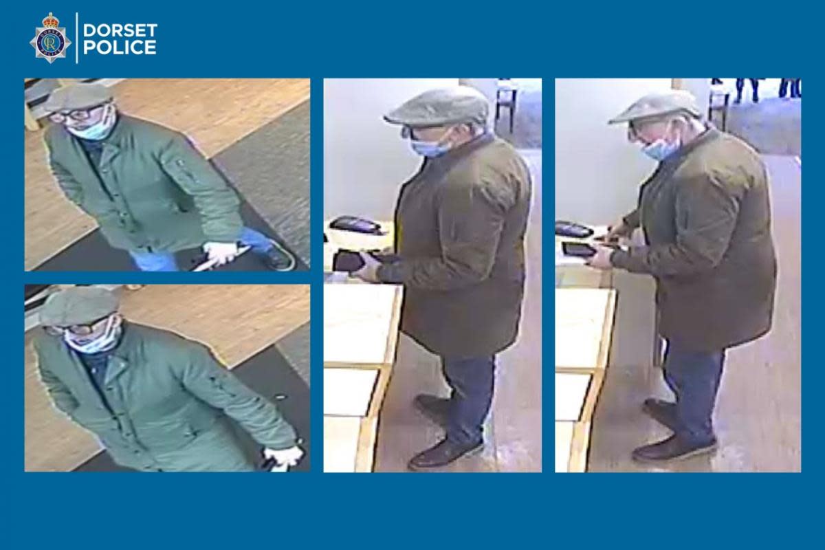 CCTV images of a man Dorset Police would like to identify. <i>(Image: Dorset Police)</i>