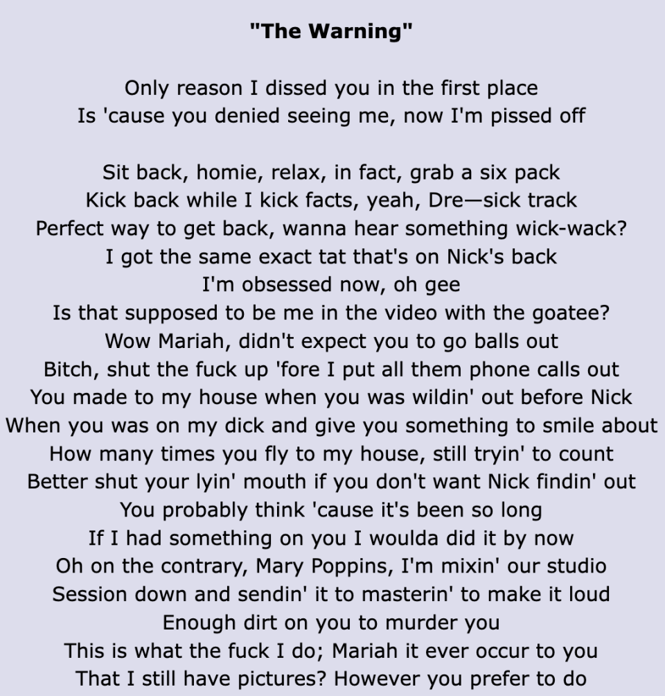 Lyrics to Eminem's "The Warning"