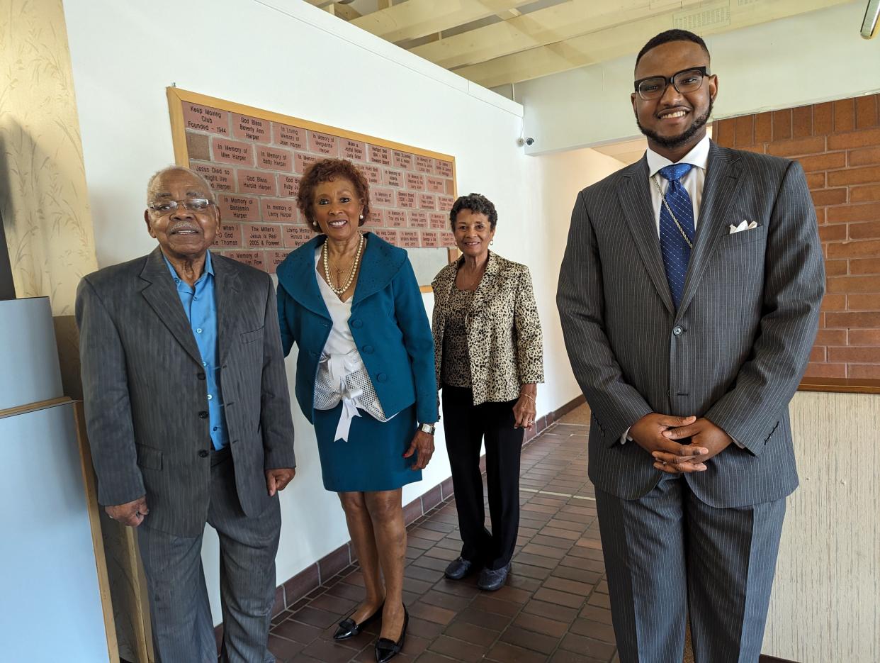 The Rev. LeCounte P. Nedab II, right, and St. James AME Zion Church in Massillon will celebrate a mortgage-burning for their Family Life Center on Sunday, April 21, 2024. With him are, from left, Fred Hannon, Marva Dodson and Carol Herring.
