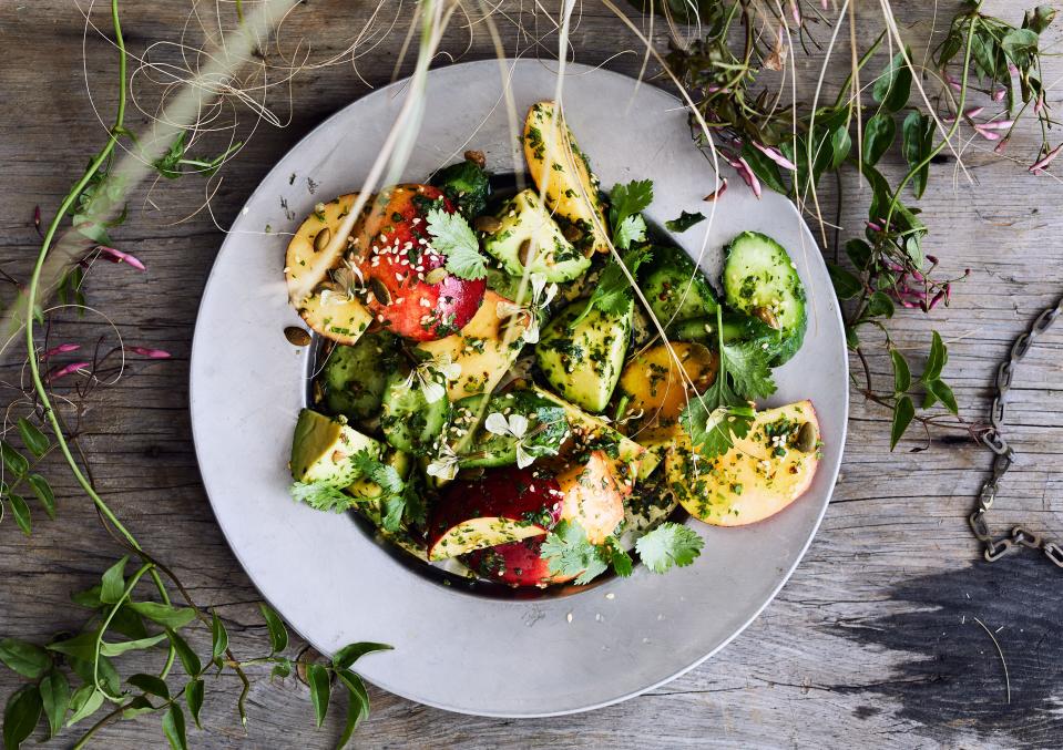 Savory Peach and Cucumber Salad