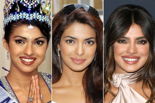 Shutterstock (2); Getty From left: Priyanka Chopra Jonas at the Miss World competition in December 2000, at a London press conference in August 2004 and the Pre-Grammy Gala in January 2020.