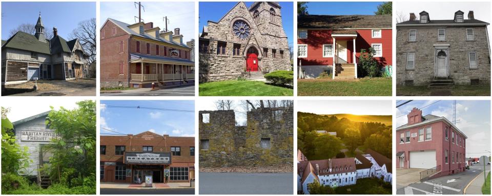 Preservation New Jersey's 10 Most Endangered Historic Places for 2023 includes the roughly 160-year-old George V. Hecker carriage house in East Orange (top left).