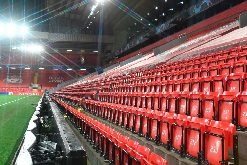 <p>Empty: Anfield</p> (POOL/AFP via Getty Images)