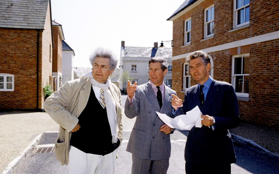 Finding structure: Léon Krier, left, with then-Prince Charles and Andrew Hamilton