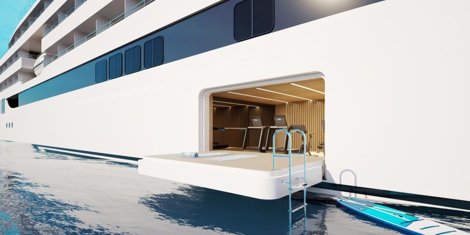 rendering of marina on Emerald Kaia yacht