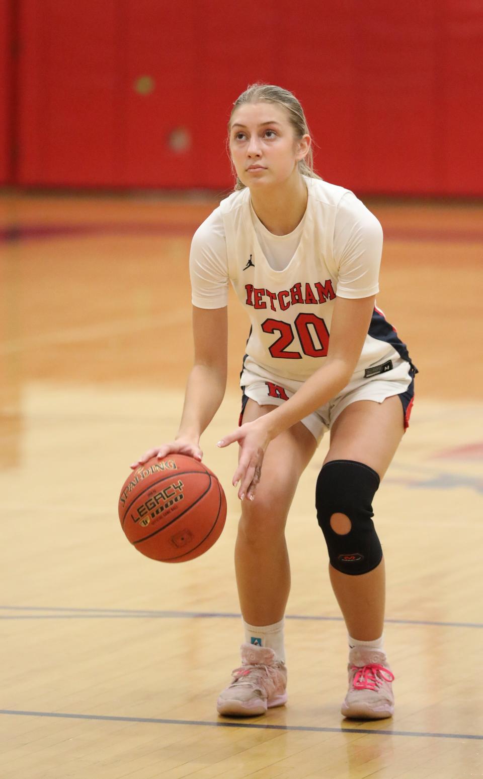 Ketcham's Caitlin Robertson readies to shoot a free throw during a Jan. 27, 2024 girls basketball game against Tappan Zee.