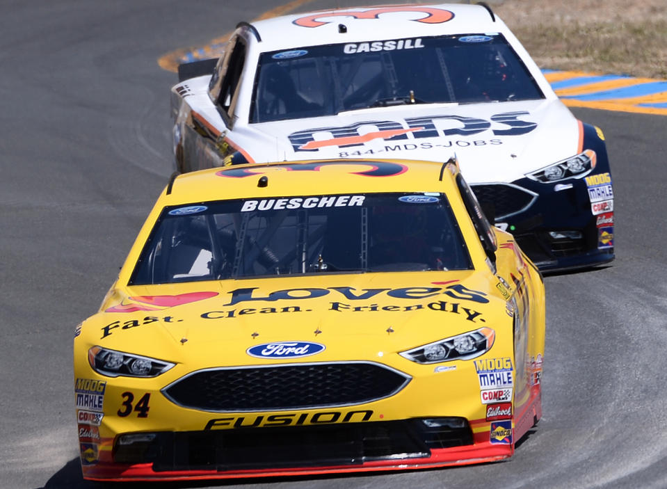 Chris Buescher made the Chase because of his Pocono win and will drive for a different team in 2017. (Getty)