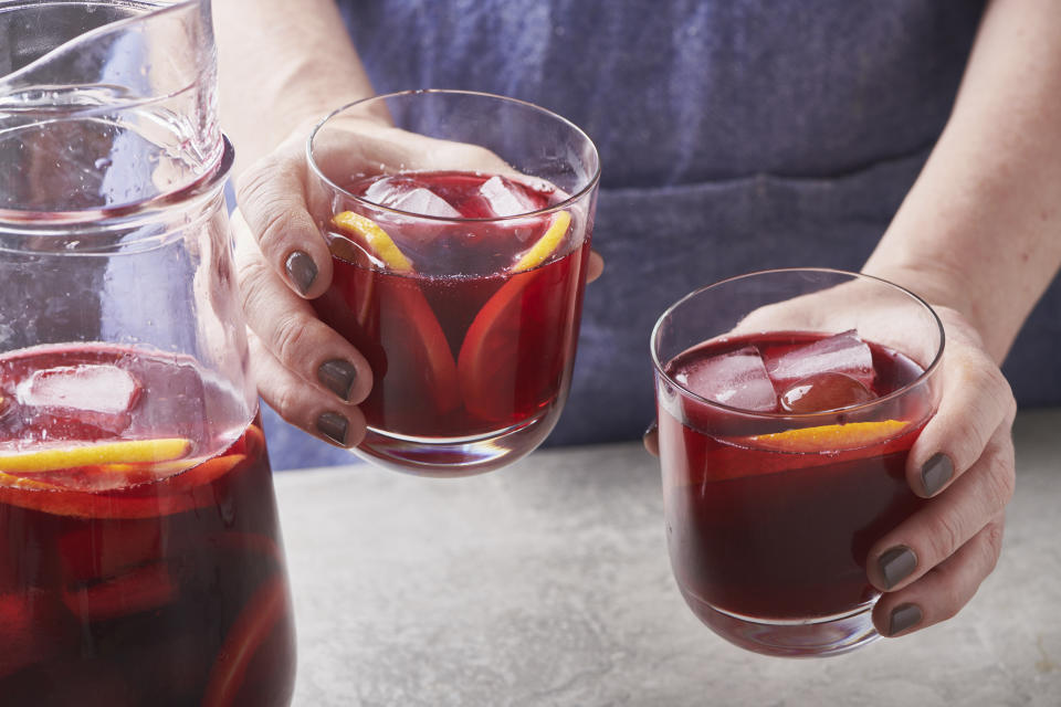 This March 2020 image shows a chilled Red Hibiscus Mocktail in New York. (Cheyenne Cohen/Katie Workman via AP)