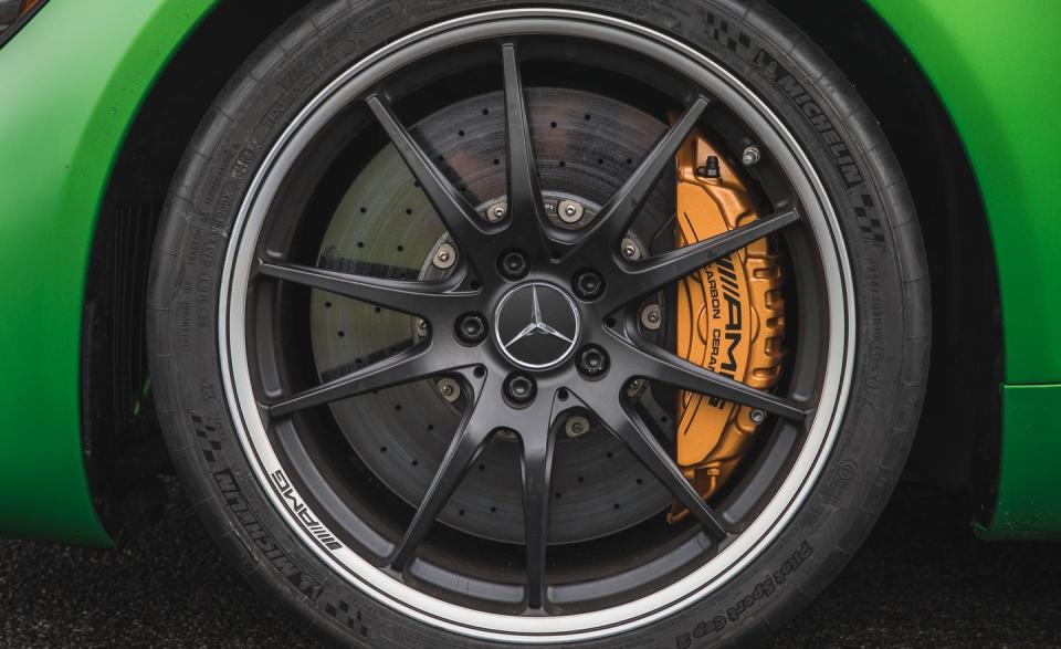 Curious how you can tell if an AMG GT R is equipped with the optional $8950 carbon-ceramic brake package? Look for the bronze-colored calipers!