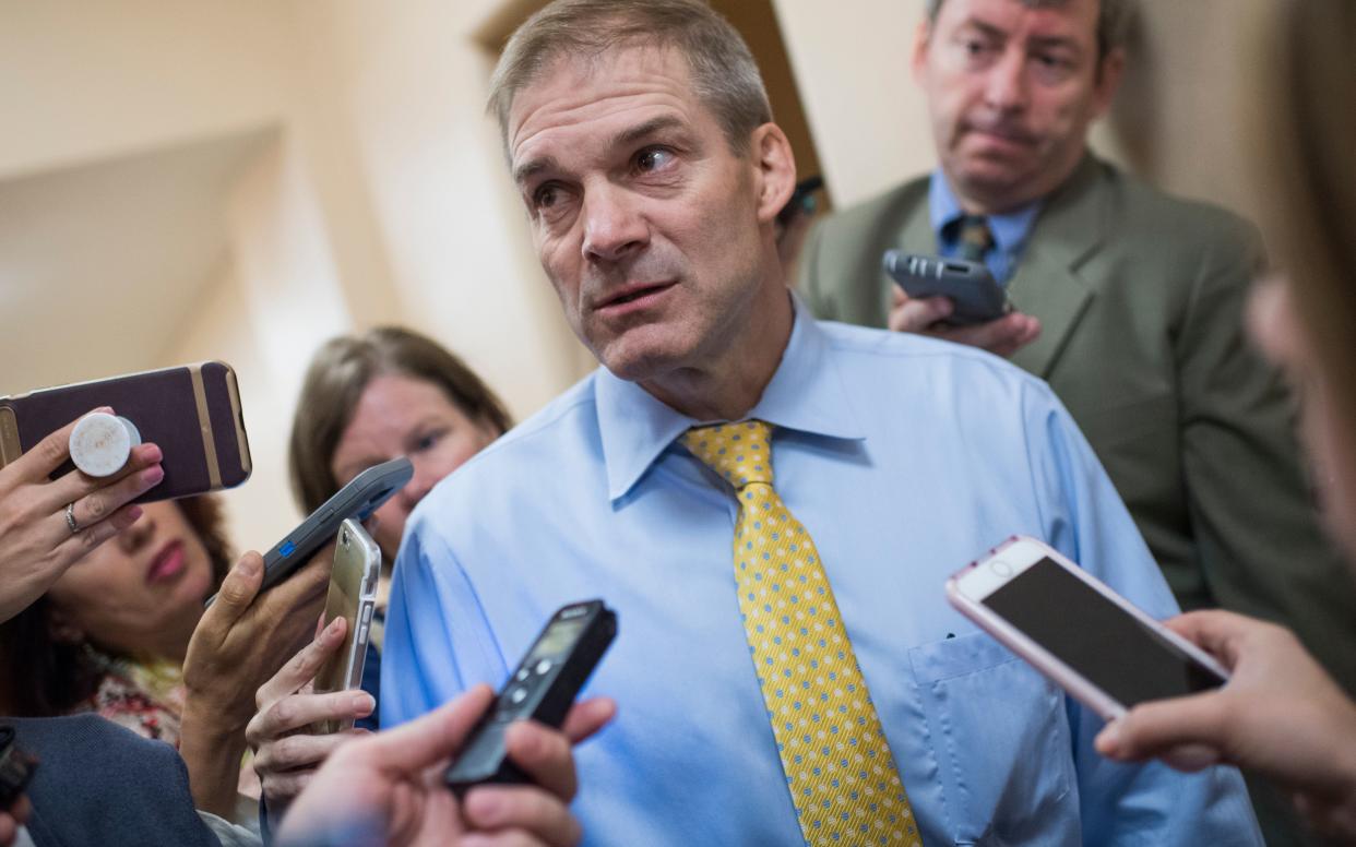 Rep. Jim Jordan (R-Ohio) speaks with reporters after a meeting at the House Republican Conference on June 26, 2018. (Photo: Tom Williams / Getty Images)