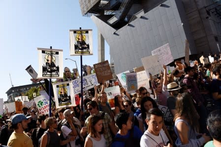 Young people protest outside of the San Francisco Federal Building during a Climate Strike march in San Francisco