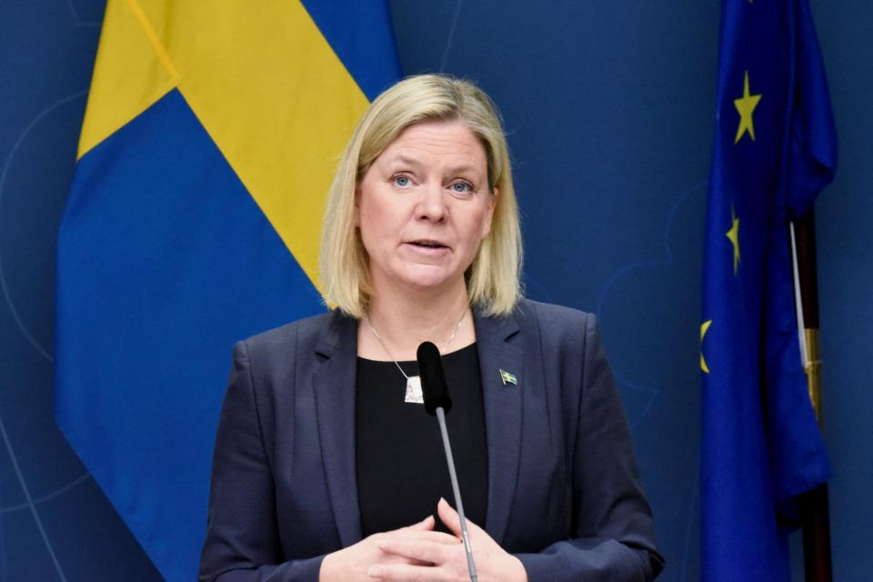 La Première ministre de Suède, Magdalena Andersson, s'exprime pour annoncer de nouvelles restrictions sanitaire, lundi 10 janvier 2022 - Marko Saavala - TT News Agency - AFP