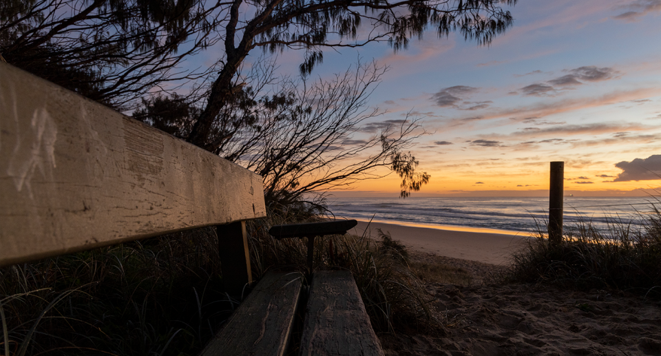 The beach at Wurtulla at dusk or sunrise.