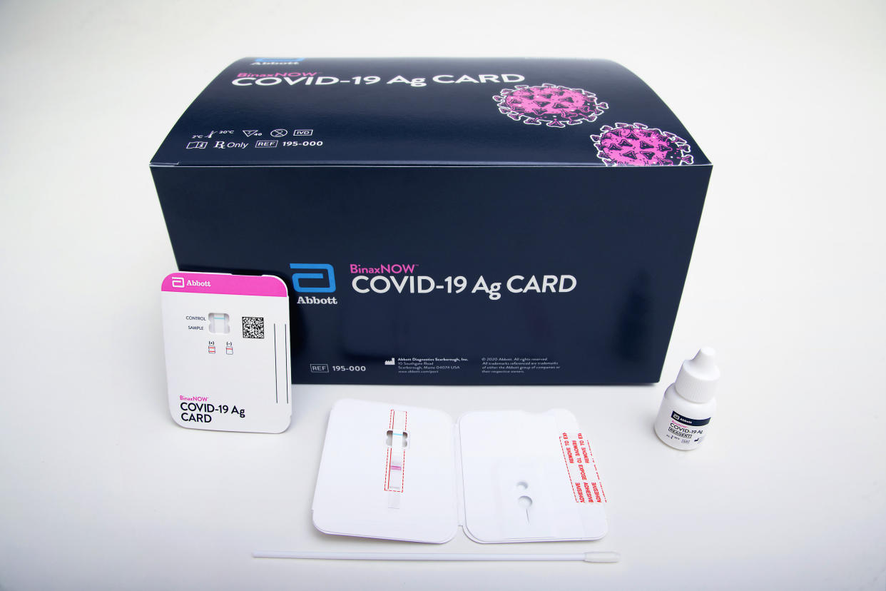 Abbott's BinaxNOW COVID-19 Ag Card kit. (Abbott Labs)