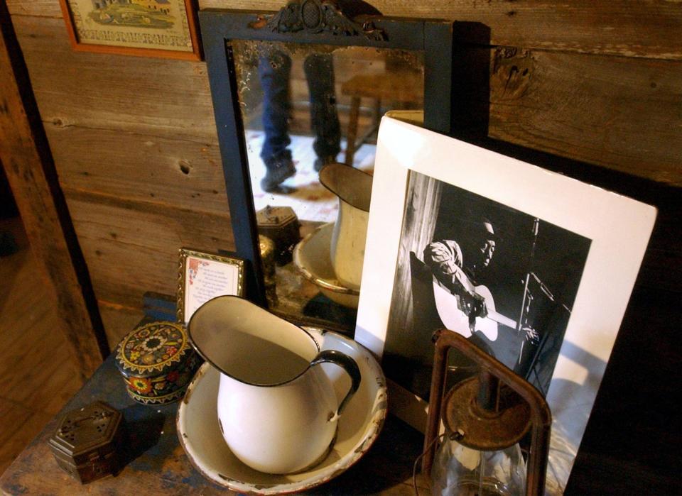 Memorabilia and antiques on display inside the former home of blues legend Mississippi John Hurt are seen Dec. 10, 2002 near Avalon, Miss.