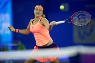 Tennis - Wuhan Open Women's Singles final - Wuhan, Hubei Province, China - 01/10/16. Petra Kvitova of Czech Republic plays against Dominika Cibulkova of Slovakia. REUTERS/Darley Shen