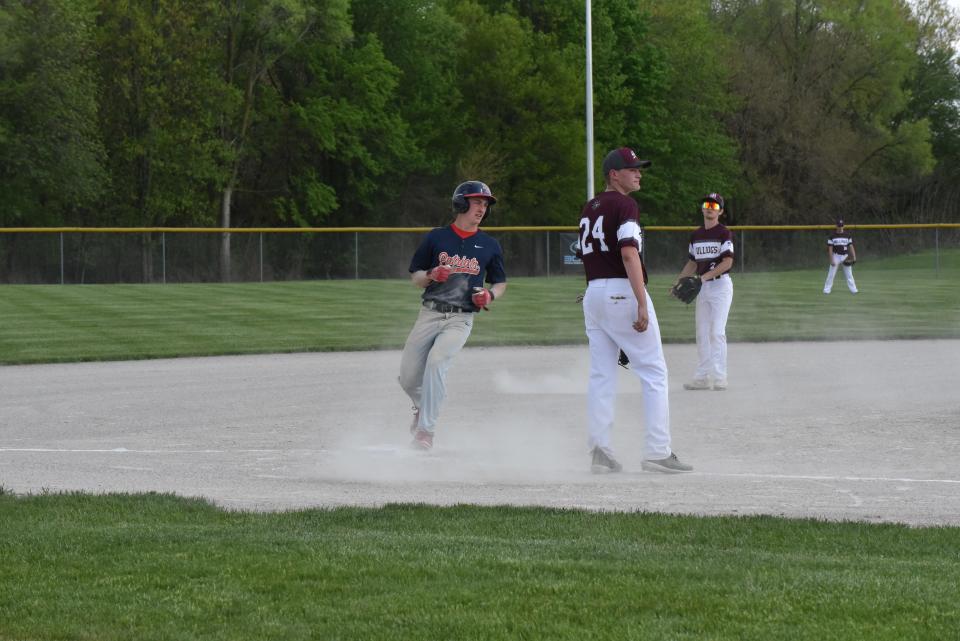 Britton Deerfield's Nico Johnson runs to third base during a game earlier in the 2022 season at Morenci.