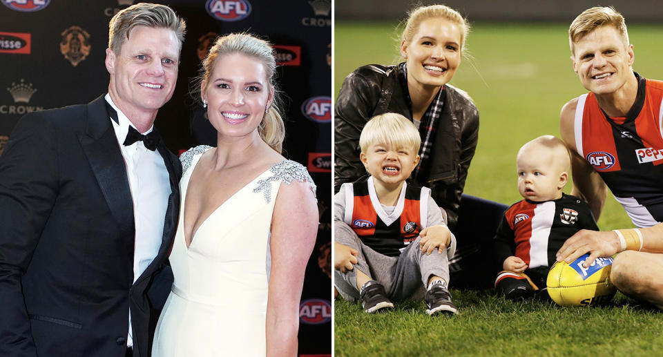 Nick Riewoldt with his wife and kids.