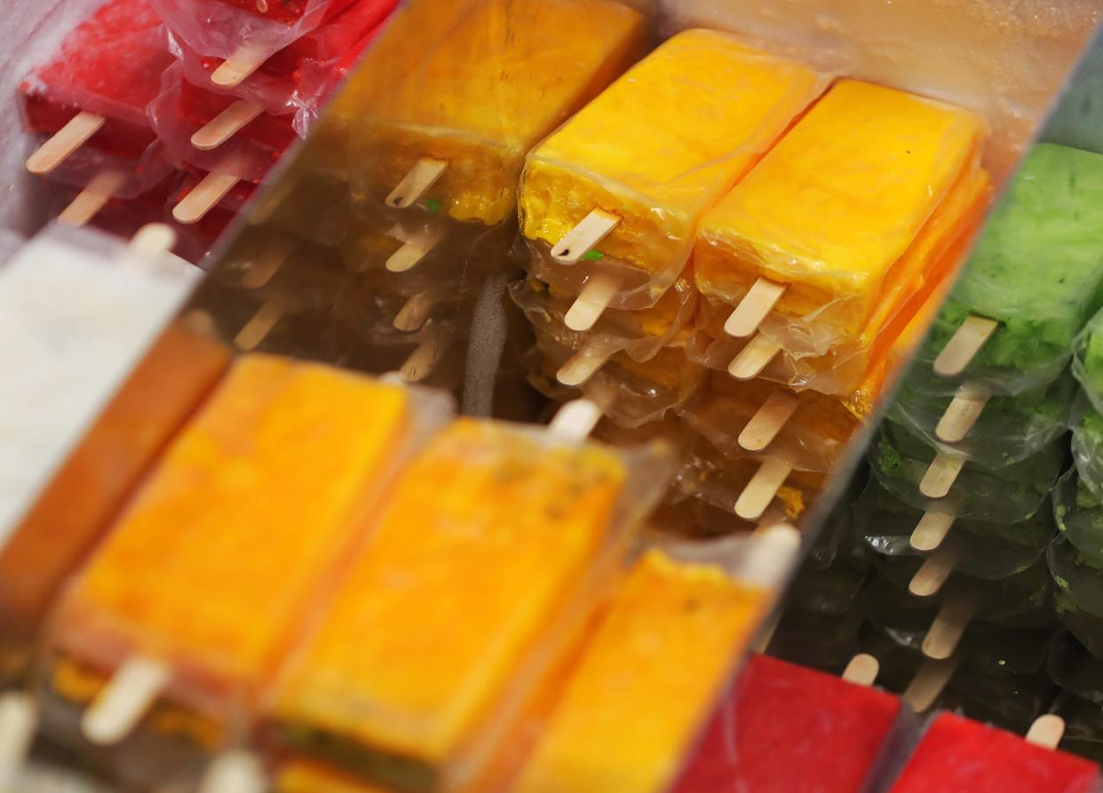 La Fresa offers a wide variety of popsicles, Sunday, April 16, 2023, in Akron, Ohio.