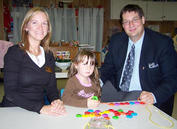 In October 2006, while Kelly Lamrock was serving in the Liberal cabinet as education minister, he registered his daughter Kayleigh at Alexander Gibson Memorial School in Fredericton, seen here. During his time as education minister, Lamrock announced the end of early French immersion which the courts eventually blocked and he compromised.