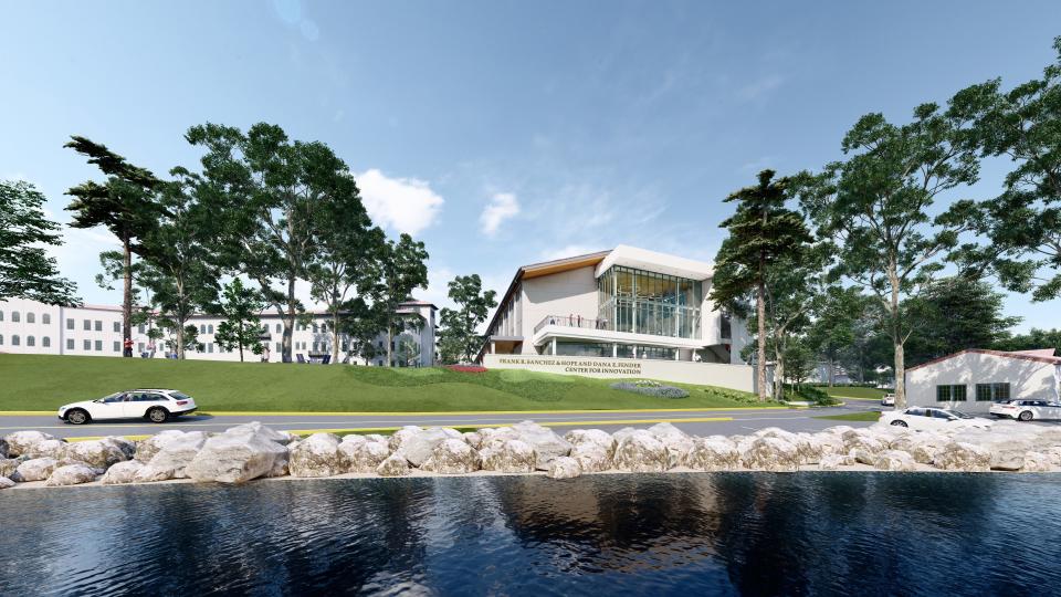 The Bolles School's Center for Innovation, shown in an artist's rendering overlooking the St. Johns River, is scheduled to open in March 2024.