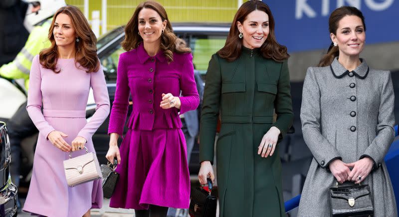 The Duchess of Cambridge has previously worn Aspinal of London's Midi Mayfair Bag - and it's now on sale. (PHOTO: Getty Images)
