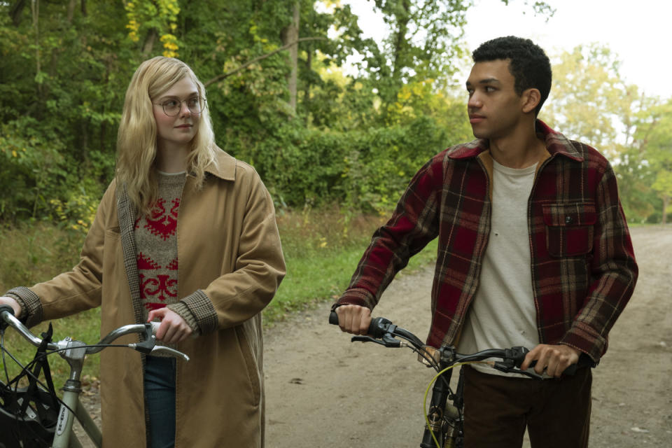 Elle Fanning ("Violet"), Justice Smith ("Theodore Finch") in All The Bright Places<p>Michele K. Short</p>