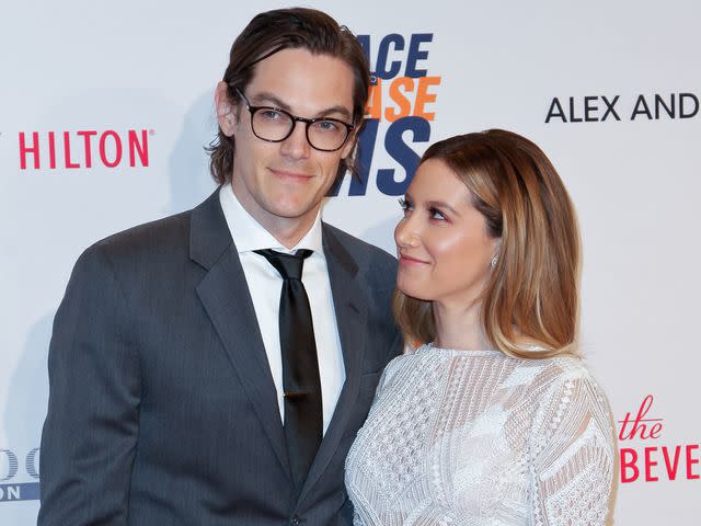 <p>Tibrina Hobson/Getty</p> Christopher French and Ashley Tisdale attend the 23rd annual Race to Erase MS Gala in April 2016 in Beverly Hills, California