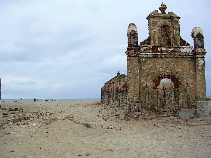 The walls of the church still stand.