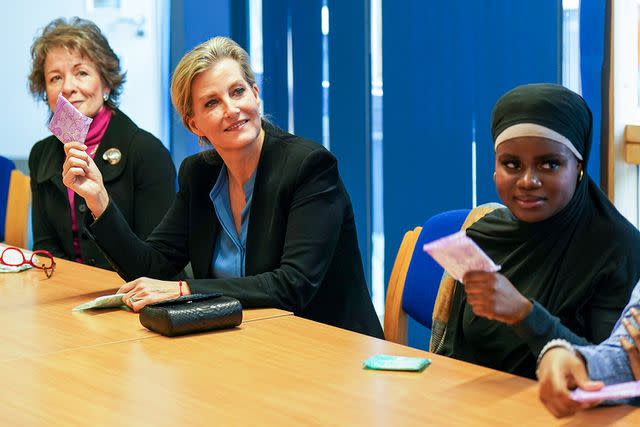 <p>Arthur Edwards/WPA Pool/Getty</p> Sophie, Duchess of Edinburgh visits Harris Girls' Academy on January 24, 2024