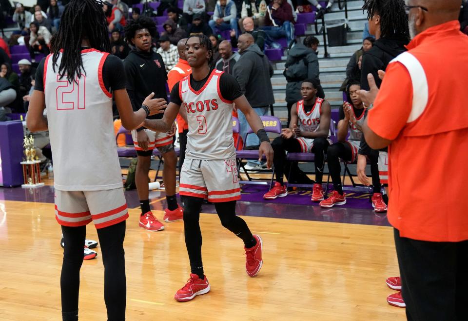 Walnut Ridge senior point guard Dominique Aekins is introduced before a game against Olentangy Orange on Jan. 20 at Reynoldsburg.