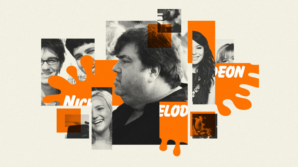  Photo composite of TV producer Dan Schneider and cast members of Drake And Josh, iCarly and Zoey 101. 
