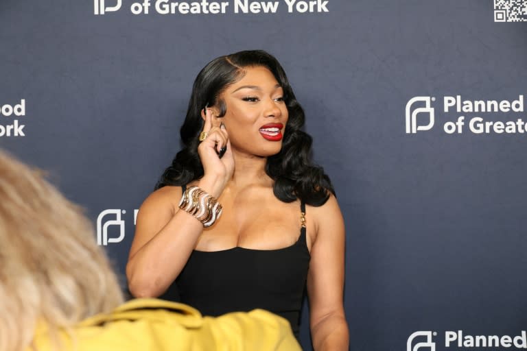 Megan Thee Stallion en una gala de Planned Parenthood en Nueva York, el 16 de abril de 2024 (Dia Dipasupil)