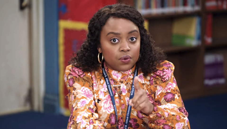 Quinta Brunson from "Abbott Elementary" looking shocked