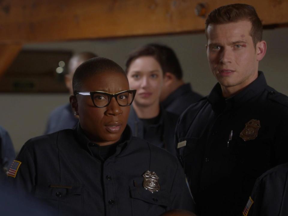 Aisha Hinds and Oliver Stark in "9-1-1."