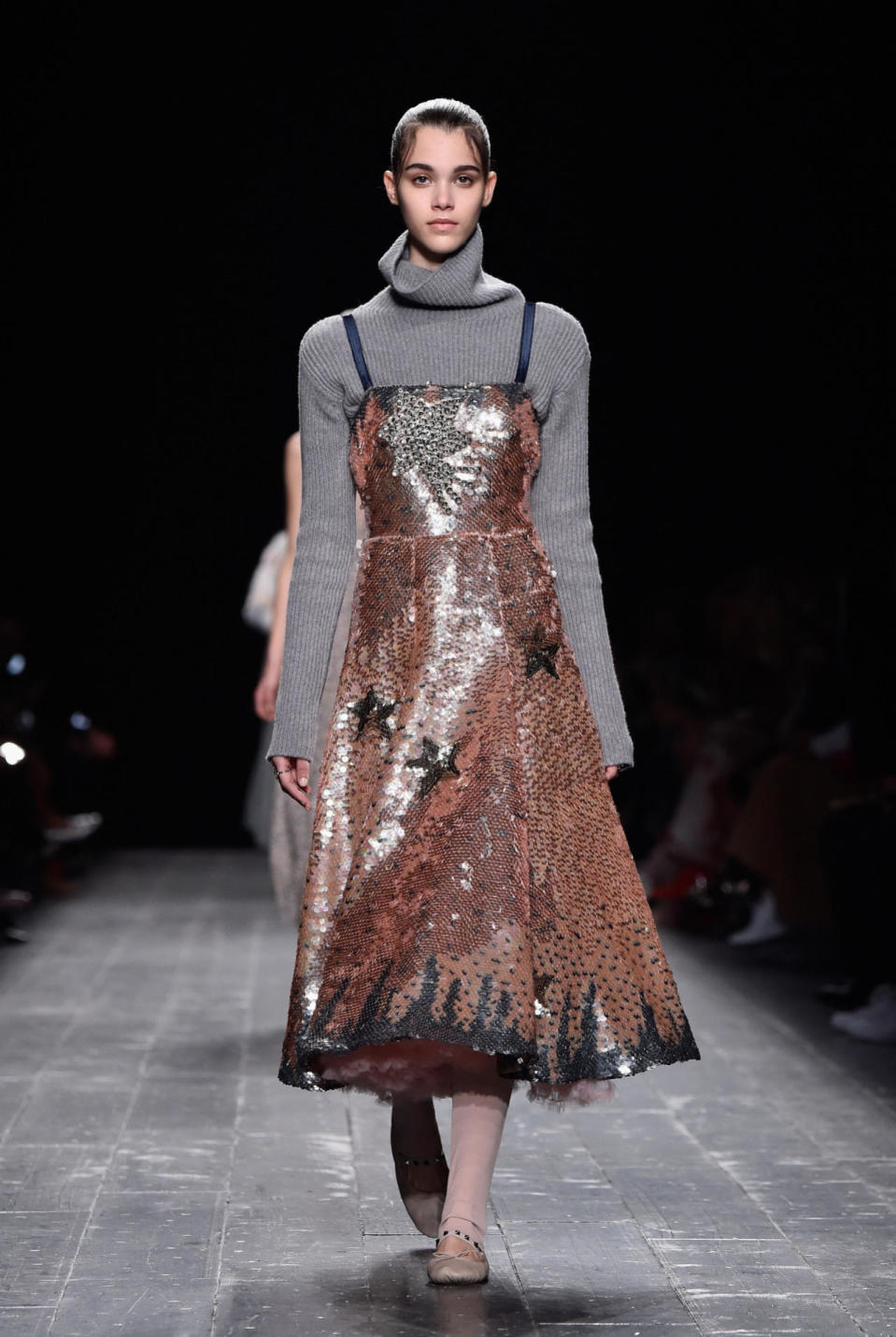 A sequined frock over a roll neck? That’s how Valentino rolls. 