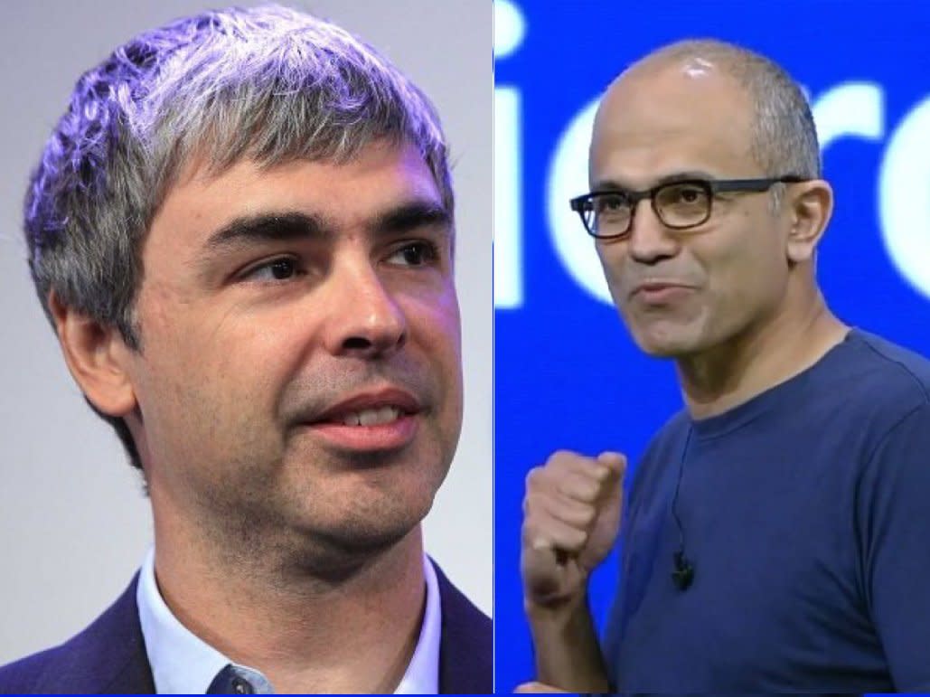 Larry Page and Satya Nadella