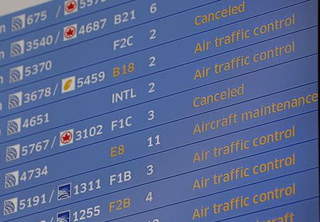 A flight board is seen at O'Hare International Airport in Chicago, September 26, 2014. REUTERS/Jim Young