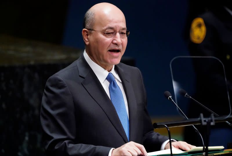Iraq's president Barham Salih addresses the 74th session of the United Nations General Assembly at U.N. headquarters in New York City, New York, U.S.