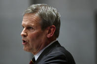 Tennessee Gov. Bill Lee delivers his State of the State Address in the House Chamber, Monday, Feb. 6, 2023, in Nashville, Tenn. (AP Photo/Mark Zaleski)