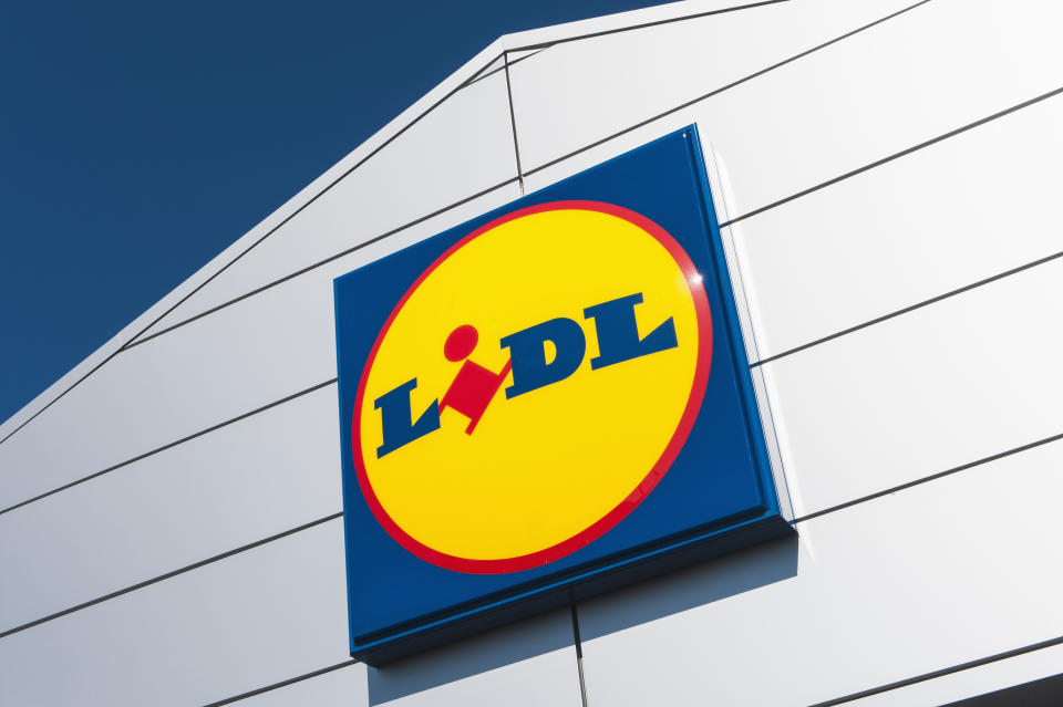 Lidl supermarket logo sign on the store