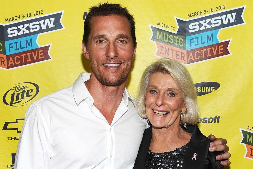 <p>Michael Buckner/Getty</p> Matthew McConaughey and his mother Kay McConaughey
