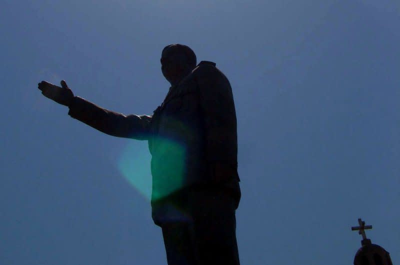 On April 9, 2003, Iraqis, with help from Americans, toppled a 20-foot-tall statue of Saddam Hussein in Baghdad's Firdos Square. File Photo by Ali Khaligh/UPI