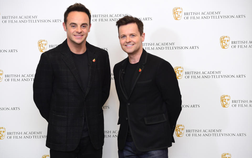 Anthony McPartlin and Declan Donnelly at a BAFTA TV preview of Ant and DecÕs DNA Journey held at the Barbican Centre in London. (Photo by Ian West/PA Images via Getty Images)