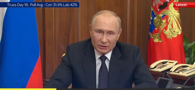 Vladimir Putin delivered his warning on Russian TV (Photo: Sky News)