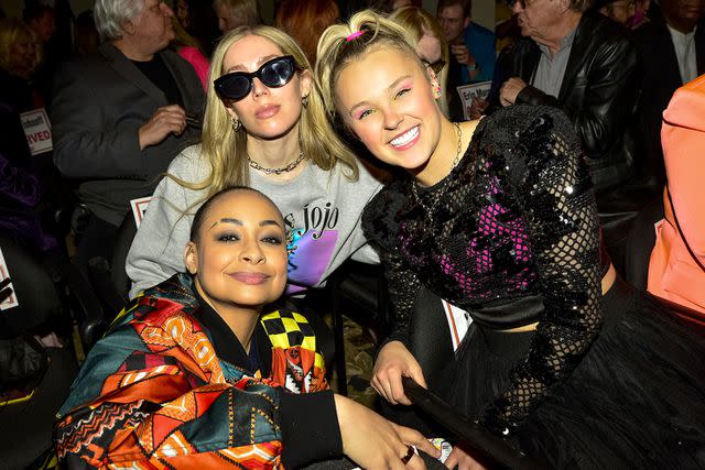 <p>Jerod Harris/Getty Images</p> Raven-Symoné, Miranda Maday and JoJo Siwa