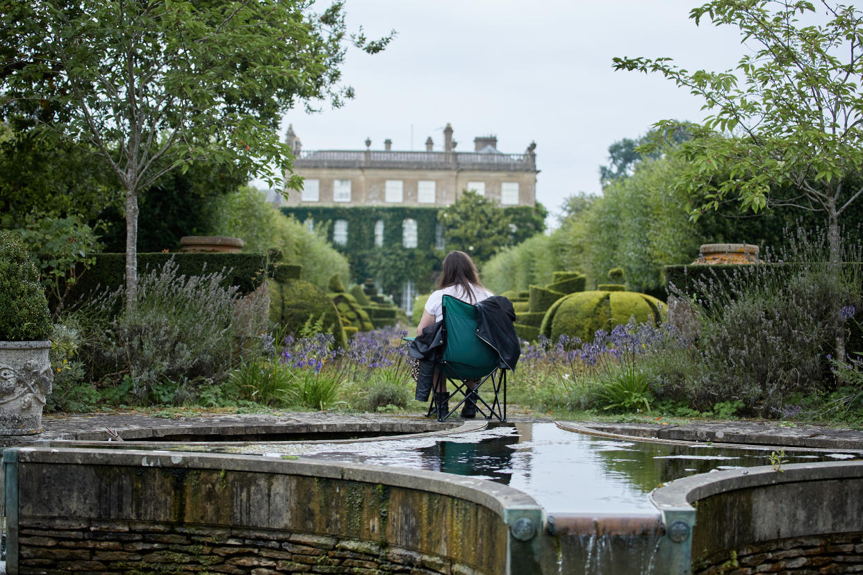 Modern artisan Emma Rose Atherton, 29, from the Wirral, sketching at Highgrove Gardens (Yoox Net-A-Porter/PA)